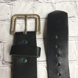 VINTAGE CHUNKY BLACK WIDE LEATHER BELT UNISEX